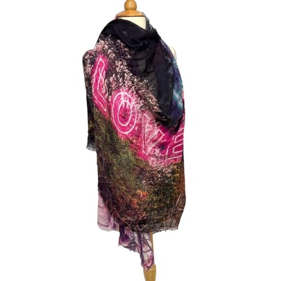 PS Paul Smith Scarf Wrap Dream Wonder Love Magnolia Large 53 x 64 Made in Italy - Picture 3 of 10